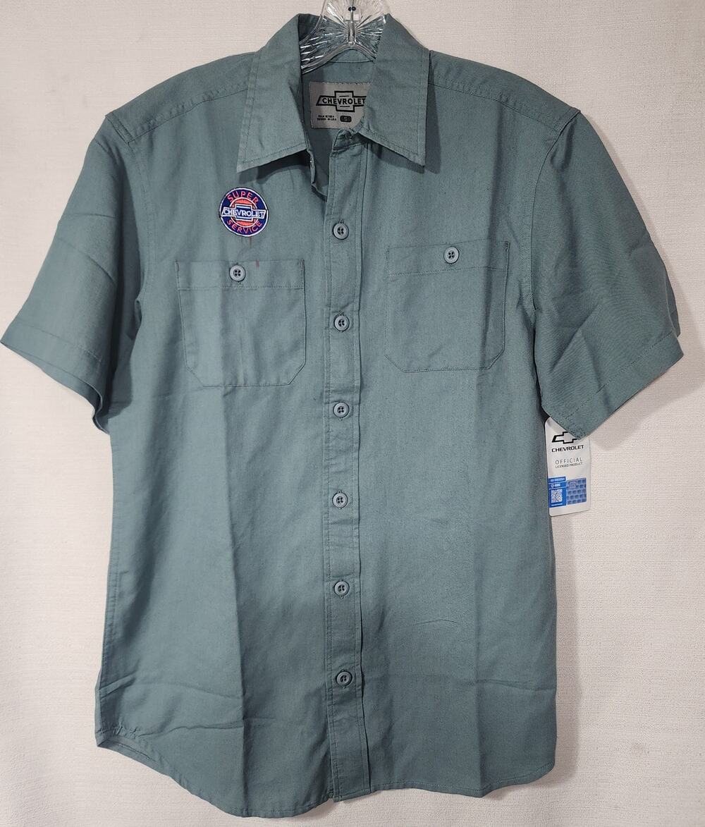 Chevrolet super service button down short sleeve shirt size Small NWT